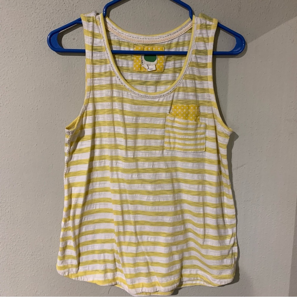 Anthropologie Yellow & White Striped Tank